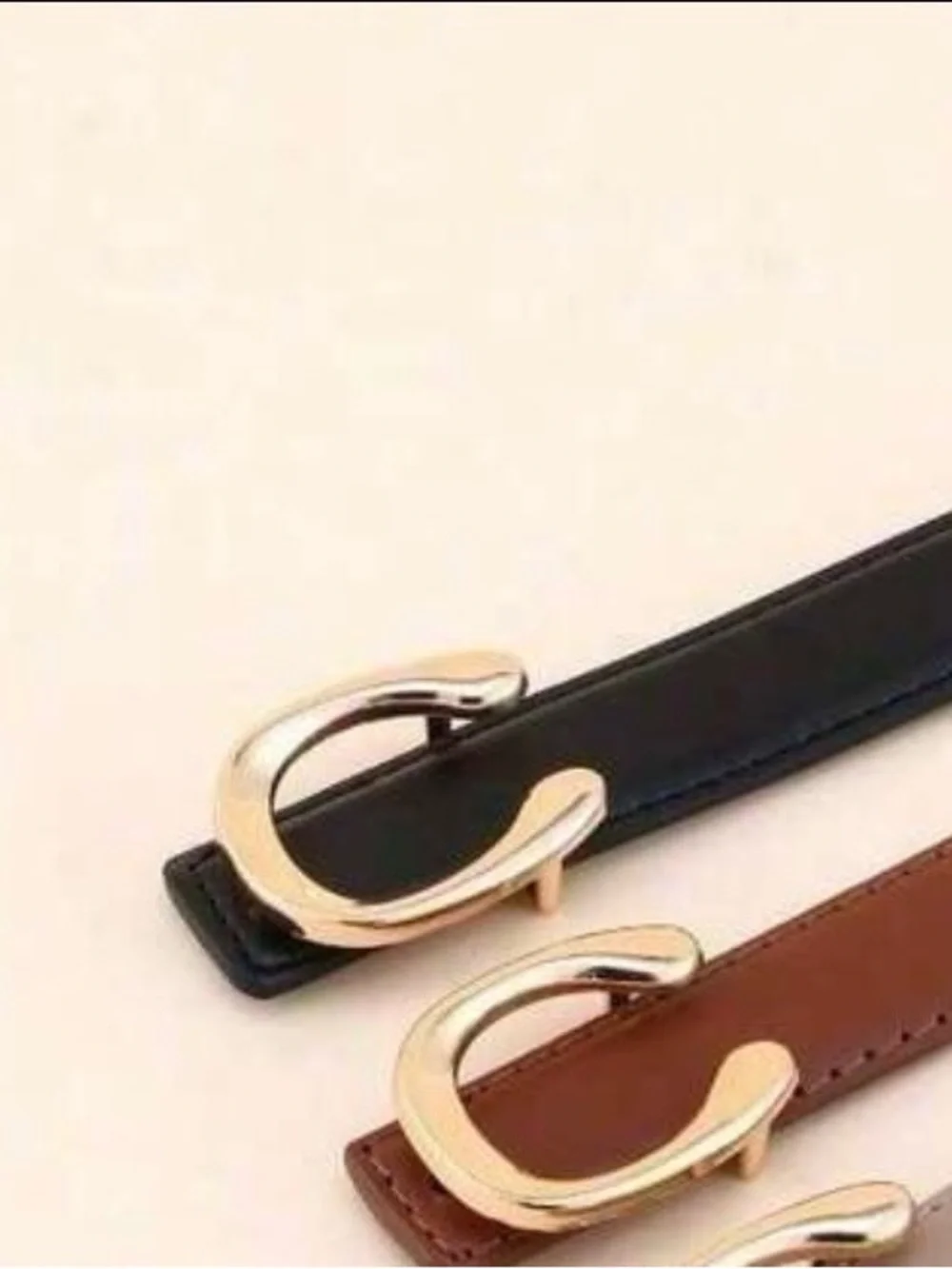 Black Leather Belt with Gold C-Frame Buckle